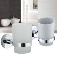 Toothpaster Hotel Accessories Toothbrush Holder Home Glass Cup Round Stainless Steel Toilet Wall Mounted Bathroom Organizer