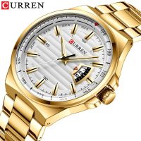 Man Brand Luxury Watch Gold White Top Brand CURREN Watches Stainless Steel Quartz Wristwatch Auto Date Clock Male Relogio