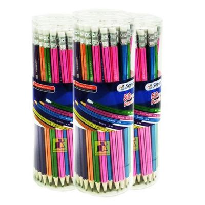 ส่งฟรี !! ดินสอ ดินสอไม้ HB Sepia สีด้าม คละสี (แพ็ค50แท่ง)