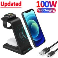 ZZOOI 3 In 1 100W Wireless Charger Stand For IPhone 14 13 12 Pro Max Apple Watch 8 7 6  Fast Charging Dock Station for Airpods Pro 2