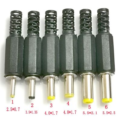 10Pcs DC power plug 5.5*2.1/5.5*2.5/4.8*1.7/4.0*1.7/3.5*1.3/2.5*0.7mm Male Mount Jack Plug Connector Wire Terminals Adapter  Wires Leads Adapters