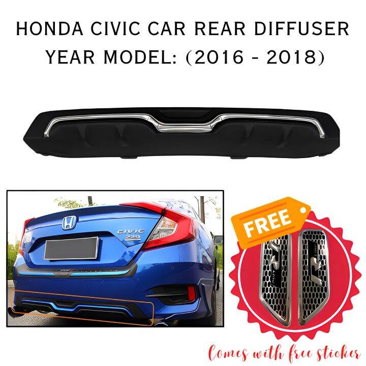 CPA 2016 2017 2018 Honda Civic Car Rear Bumper Diffusers Lip Spoiler