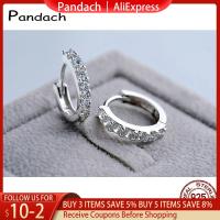 PANDACH 100% Real 925 Sterling Silver Crystal Circle Earring For Women Making Jewelry Gift Wedding Party Engagement Jewellery