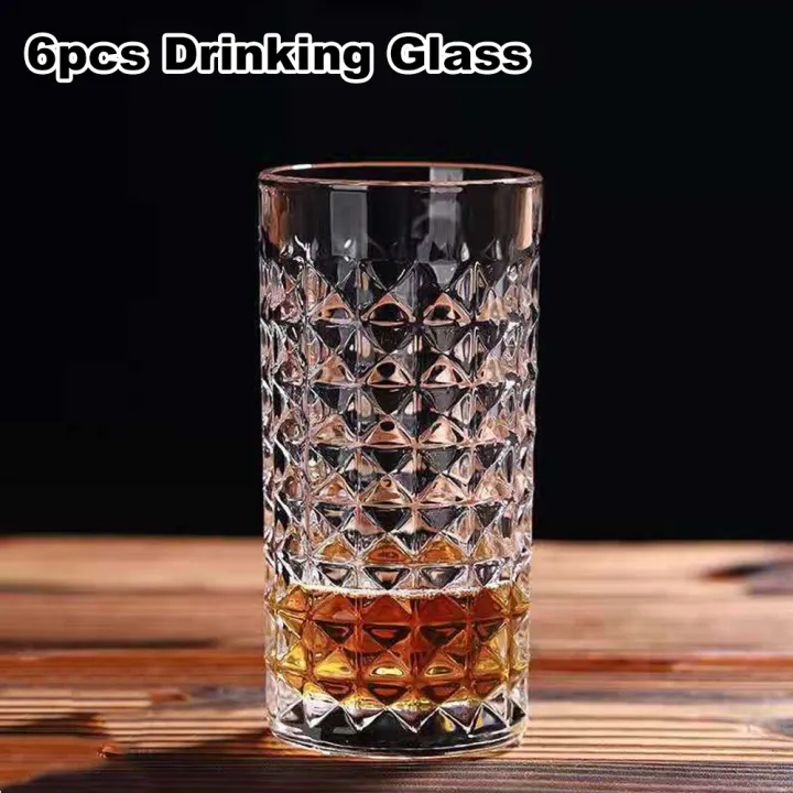 6pcs Diamond Classic Transparent Glass Cup Drinking Glass Lazada PH