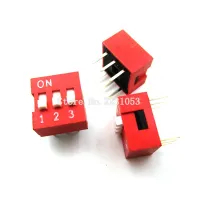 【Sell-Well】 AUGIENB mall 20ชิ้น/ล็อต DIP Switch 3 Way 2.54Mm Toggle Switch Red Snap Switch