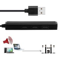 USB 2.0 3 Ports Hub With 3.5mm Sound Card Output for PC Laptop Windows