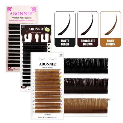 Abonnie Brown Colored Flat Eyelashes Extension Ultra Soft Ellipse Flat Lash Split Tips Lash Wire to Wire Ellipse Eyelashes Cables Converters