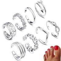 hot【DT】☒  8PCS Tail Foot Gifts Adjustable Toe Rings Set Beach Vacation Kunuckle Jewelry