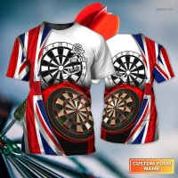 2023 NEW British Flag Dartboart Personalized Name 3d T-shirt for Dart Players cheap