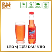 Thùng 24 chai Nước khoáng có ga Leo lựu dâu nho 350ml. Benna Store.