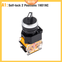 Aleaty? 22mm self-Lock สวิทช์เลือกรีเซ็ตด้วยตนเอง1NO1NC 2/3ตำแหน่งสวิทช์หมุน DPST 10A600V Power SWITCH ON/OFF