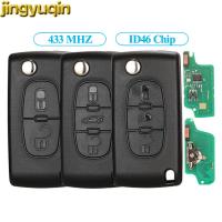 รีโมทกุญแจรถยนต์แบบกดปุ่ม Jingyuqin ID46 433MHZ สำหรับ C4 C2 Citroen C5 C8 Peugeot 307 308 607 VA2/HCA CE0523/0536 2/3/4BTNS Fob