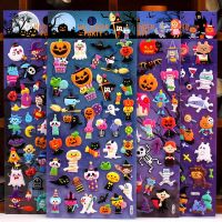 Halloween Childrens Three-Dimensional Cartoon Sticker Sticker Kindergarten Student Reward Sharing Bubble Sticker 【OCT】