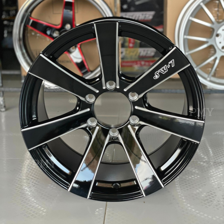 ล้อแม็กขอบ-18x9-0-et-25-6h139-7-106-1-ยี่ห้อ-showy-รุ่น-l1309-สีดำขลิบขาว-ใบพัด7ก้าน-ราคาต่อ1วง-ขายคู่ได้-งานดี-งานฮิต-ราคาพิเศษ-จำนวนจำกัด