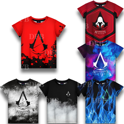 เสื้อยืดแฟชั่นแขนสั้นสำหรับเด็กยี่ห้อ Assassins Creed สำหรับฤดูร้อน