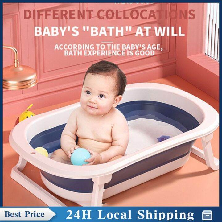 Foldable Bath Tub For Infant Free Cushion Space Saver Portable Easy Use
