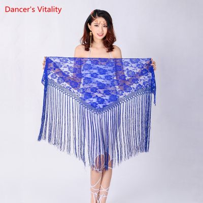 ┅ Belly Dance Hip Scarf Lace Tassel Triangle Belt Practice Skirt Female Elegant Long Fringed Profession Performance Clothing