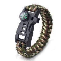 ✒ Outdoor supplies survival braided emergency bracelet multifunctional compass high decibel whistle