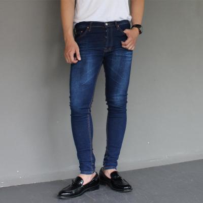 Golden Zebra Jeans กางเกงยีนส์ชายฟอกลายหนวดขัดด่างสีฟ้า ผ้ายืดขาเดฟ