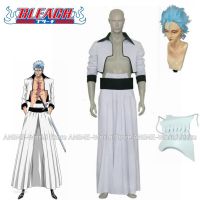 Anime Bleach Grimmjow Jaegerjaques Cosplay Costume Blue Wig White Jacket Outfit Mask Uniform Thousand-Year Blood War