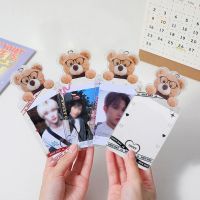 Teddy Bear Kpop Idol Photocard Holder PVC Women Girls Bank Id Card Holder Keychain Photo Sleeve Case Cover School Stationery Card Holders