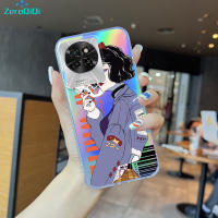 ZeroQiQi เคสโทรศัพท์ Hp Itel เคส S23แฟชั่นยอดนิยมเคสโทรศัพท์สลายเลเซอร์สีรุ้งเด็กหญิงเด็กชายใสบางเฉียบ TPU นุ่มเฉียบขอบเคสกันกระแทกมีสีสันบัตรเลเซอร์ในตัว