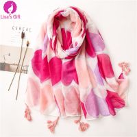 ?Party season women comfy shawl sweet heart printed wideshawl fashion headwrap instant hijabs viscose tassel scarf