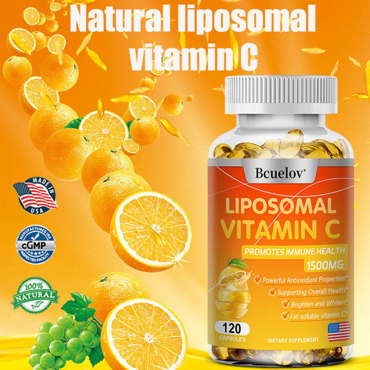 BCUELOV Liposomal Vitamin C 1500 mg, 120 Capsules High Absorption