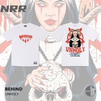 NRR [พร้อมส่ง] BEHIND เสื้อยืด “ UNHOLY “ แขนสั้น แนวสตรีท Oversize เสื้อยืดชาย หญิง