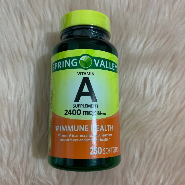 Spring Valley Vitamin A Softgels, 2400mcg, 250 Count Expiry 06/2022 ...