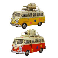 Handcraft Retro Camper Van Model with Money Box Vintage Bus Model Vehicles Miniature Car Model Toys Gifts Home Decoration