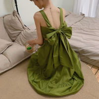 Super xiansen small fresh avocado SLING DRESS sweet backless Green Fairy Dress