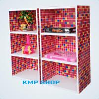 KMP Furniture ตู้ล๊อกเกอร์ ตู้เก็บของ ชั้นไม้เอนกประสงค์ รุ่น Locker cabinet Box 3 ชั้นโล่ง แพ็ค คู่ (สีลายโมเสดแดง)