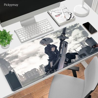 Nier Automata 2B Mouse Pad 80x30 Gaming Mousepads Kawaii Deskpad Anime Girl Laptop Mouse Mat Keyboard Table Mats 90x40 Overlock Basic Keyboards