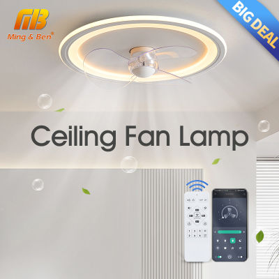 Ming&amp;Ben โคมไฟพัดลมเพดานอัจฉริยะทันสมัยพร้อมรีโมทคอนโทรลและแอป220V ไฟในร่มแบบปรับแสงสลัวได้และห้องนอนสำหรับห้องนั่งเล่นเงียบ