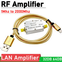 LNA สัญญาณ RF เครื่องขยายเสียง1เมตร-2000เมกะเฮิร์ตซ์32DB 60DB กำไร NF 2.2dB เสียงต่ำแอมป์สำหรับแฮมวิทยุ SDR รับ1.5กรัม FM TYPE-C พลังงาน