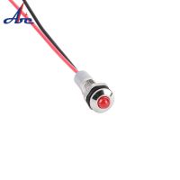 8mm LED Pilot Light Metal Ball Light Waterproof Warning Signal Lamp 150mm Cable Electrical Equipment Mini Indicator Light