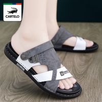 Cartelo crocodile sandals mens driving 2023 summer trend slippers beach sandals mens casual dual-use outer wear shoes