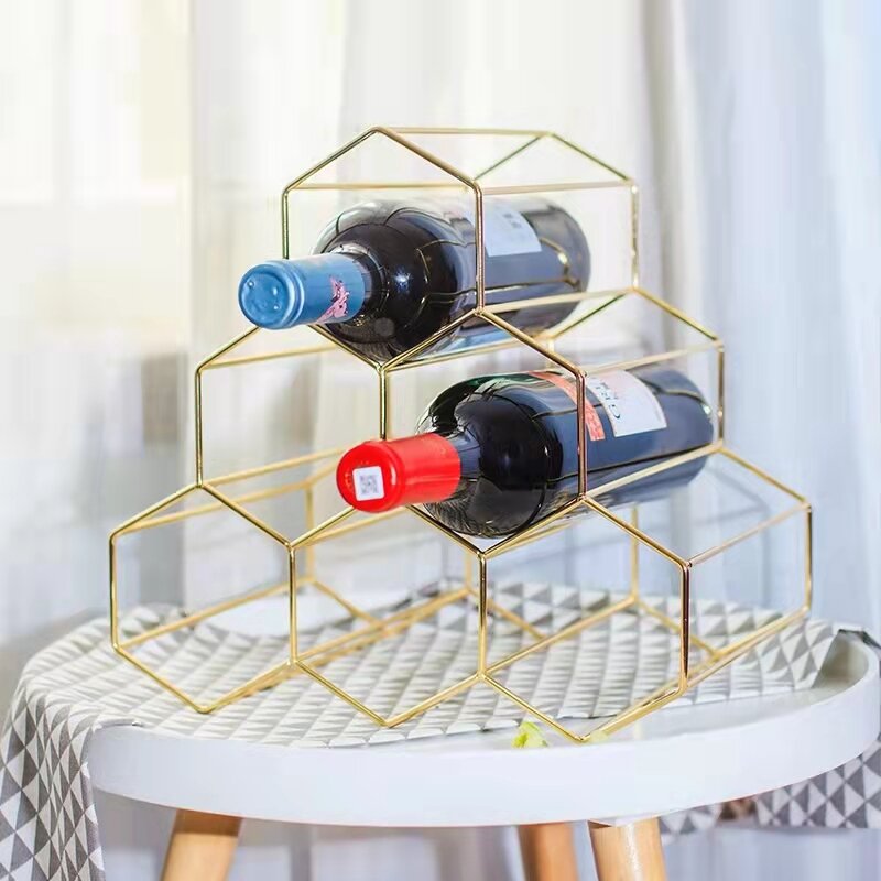 G-LEAF Bamboo Wine Rack Foldable Countertop Wine Rack 6-bottles 