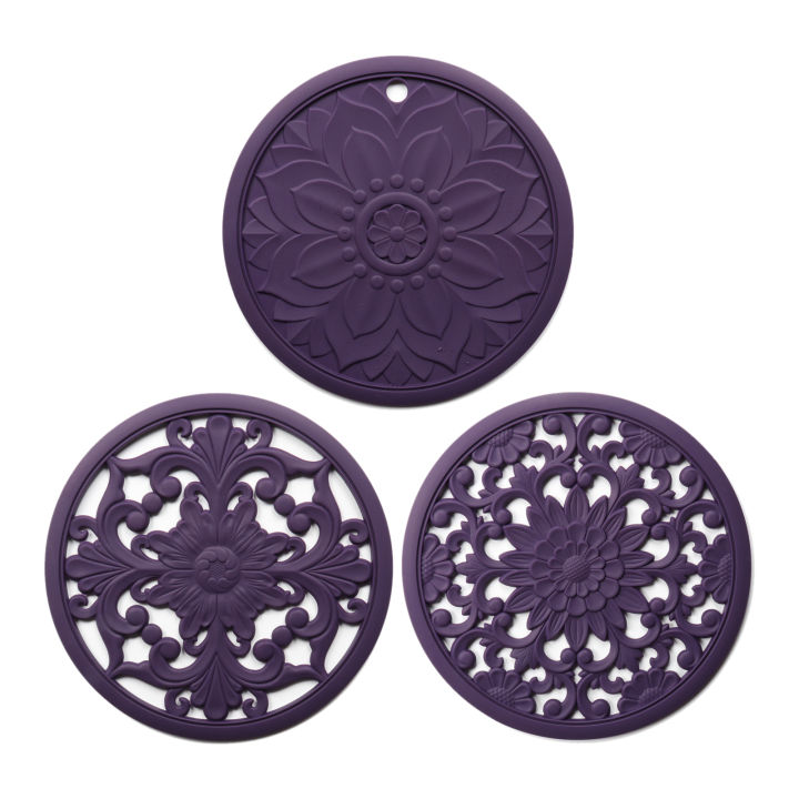 3pcs-modern-kitchen-trivet-mat-intricay-carved-hanging-silicone-heat-resistant-portable-home-cooking-hot-pot-dining-table