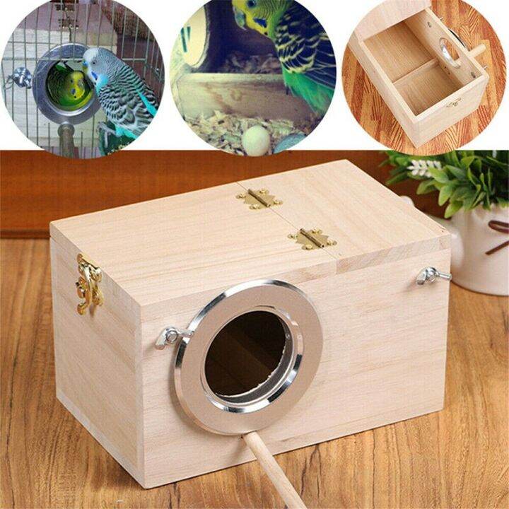 1Pcs Wooden Bird Breeding Box 3 Sizes Parrot Nesting Box Hatching Cage Case For Parakeets