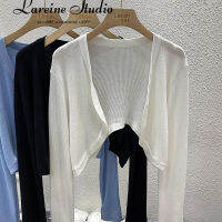 LAREINE เสื้อสเวตเตอร์สำหรับผู้หญิง,เสื้อโค้ทคลุมแขนยาวคาร์ดิแกนกันแดดสั้นแบบบาง