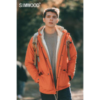 SIMWOOD 2023 Musim Luruh Sejuk Baru ขนแกะด้านในถอดออกได้เสื้อโค้ท Lelaki Fesyen Jaket Panjang Hangat Hooded Plus Saiz Pakaian Luar 980606