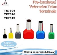 100PCS TE7512 Wire Ferrules Sleeve Double Cord End Terminal Copper Insulated Crimp Splice Terminal For 2 X 0.75mm2