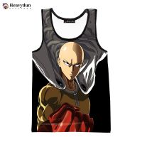 hot【DT】 2023 Hot Anime Punch Men Fashion Sleeveless Personality Printed Beach Tees
