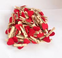 50PCS/Lot Mini Romantic Loving Heart Shape Wood Clips Handicrafts Photos Papers Clothes Pegs Home Bachelorette Party Decorations Clips Pins Tacks