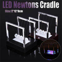 Scientific Pendulum Desk With LED Night Light Creative Newton Swing Ball Cradle Balance Glass Balls LED Newtons Cradle Balance Ball Home Decor Science