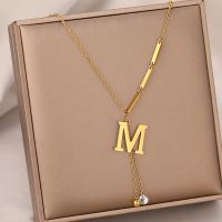 【CW】Stainless Steel Necklaces New Popular M Letter Pendants Tassel Zircon Fine Choker Chain Fashion Necklace For Women Jewelry Gift