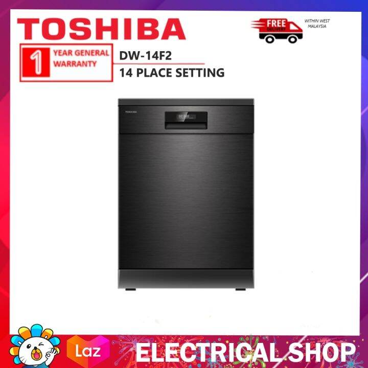 Toshiba Dishwasher DW14F2 / DW14F2 Free Standing with 70°C Hot Water