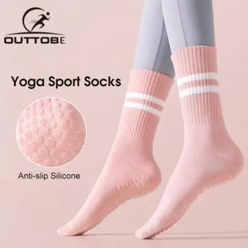 White Pilates Grip High Socks